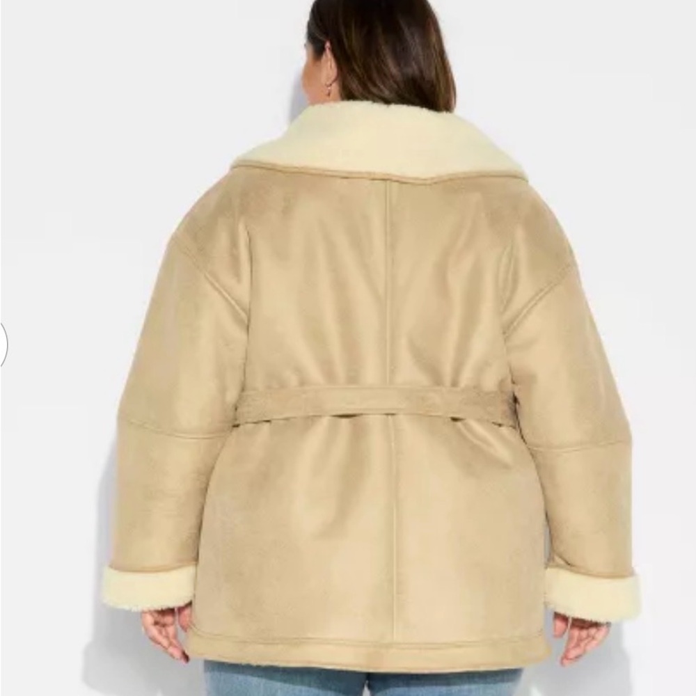 ⭐️ NWT Wild Fable Women's Shawl Collar Shearling Coat - Picture 3 of 7